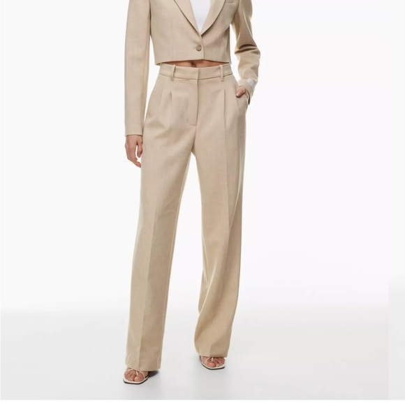 Aritzia Pants - Aritzia Effortless pant in oatmeal Beige Straight-Leg Trousers